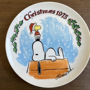 Snoopy Christmas Plate 1975 made by Schmid