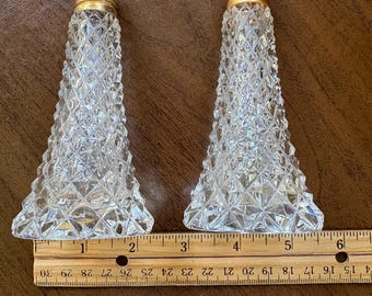 Crystal Salt and Pepper set with Gold trim