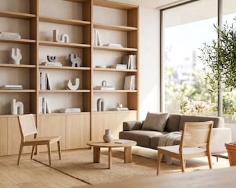 Sfondo virtuale per ufficio moderno / Interno con libreria (download digitale)