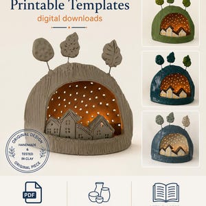 Woodland Village Tealight Holder - Luminary Pottery Template – Ceramic Candle Holder Pattern (Printable PDF)