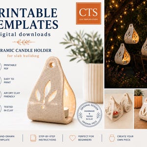 Ceramic Lantern Pottery Template | Teardrop Tealight Holder | Printable PDF for Slab Building | Hanging or Tabletop Decor