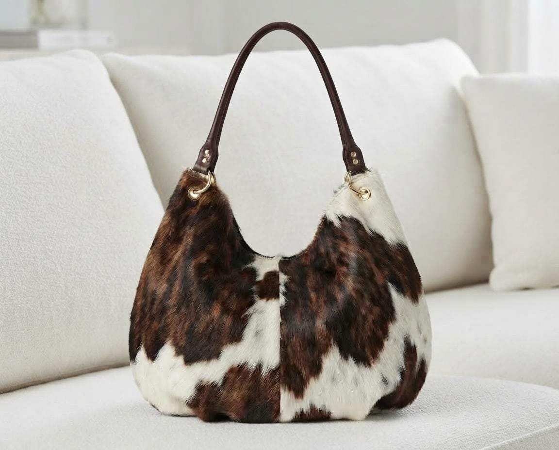 Cow Hide Hobo Handbag - Etsy