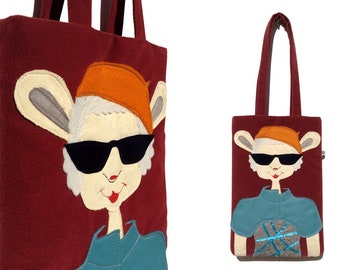 Tote Bag, Unique Shoulder Bag, Beautiful Handmade Tote Bag, Padded MacBook Pro Case, Macbook Air Lady Sheep Handbag