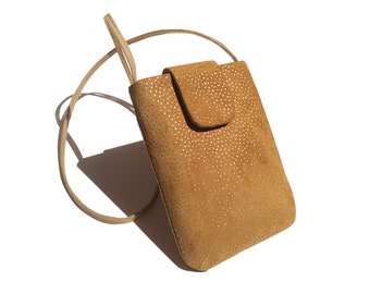 Leather Crossbody Bag, Small Padded Leather Shoulder Bag, Phone Crossbod Bag, iPad Mini Bag