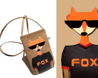 Housse de téléphone portable, sac à bandoulière unique Fox, sac à bandoulière Fox, sac iPhone, sac Samsung Galaxy Note, étui pour smartphone