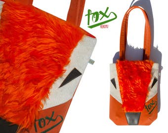 Tote Bag, Fox Tote Bag, Personalized Bag, Handmade Tote Bag, Laptop Bag, Handbag, Shoulder Bag, Hipster, Gift For Her, Textile Art