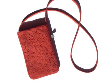 iPhone 14 Pro Max Crossbody, iPhone Leather Bag, Red iPhone Small Crossbody, Bag For iPhone 12, Leather Sleeve For iPhone