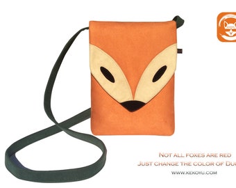 Crossbody Bag, Fox Shoulder Bag, Padded Unique Bag For iPad Mini, Tablet Crossbody Bag, Duo Fox Statement Shoulder Bag For Tablets