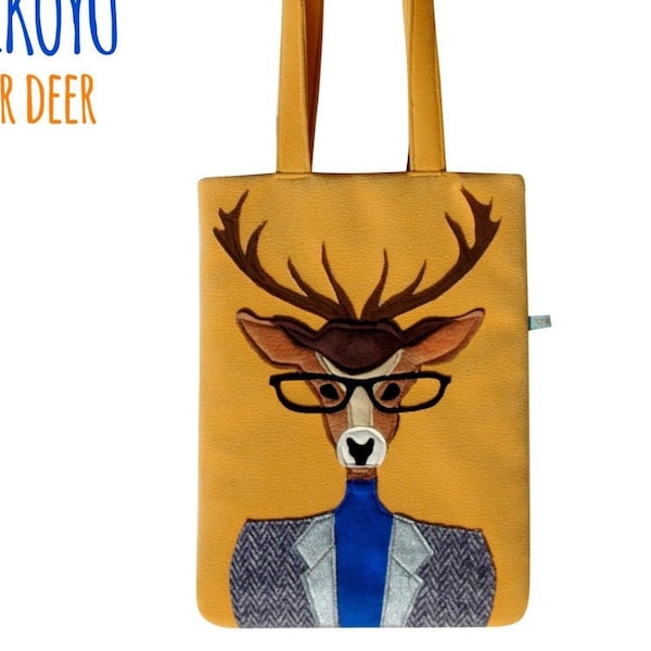 Surface Laptop Tote Bag, Unique Padded Tote Bag For Surface Pro, Surface Laptop Shoulder Bag, Sir Deer Tote Bag