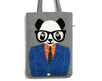Tote Bag, Padded Unique Panda Tote Bag, Laptop Case, Handbag For Laptops, Shoulder Bag, Sir Panda