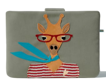 Huawei Case, Padded Unique Sleeve For MateBook X Pro, Lady Giraffe Case, Huawei MateBook Sleeve