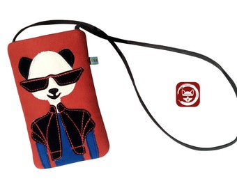 Fairphone 4 Case, Fairphone 3 Handmade Crossbody Phone Case, Unique Padded Fairphone Sleeve With Panda, Animal Friends Collection - Kekoyu