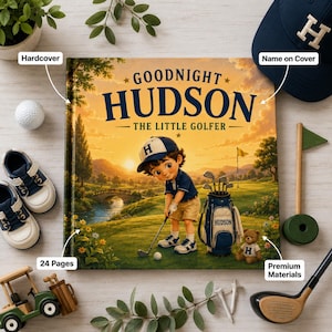Personalized Golfer Storybook, Custom Name Golf Adventure Book for Kids, Birthday Gift for Boys, Baby Shower Present