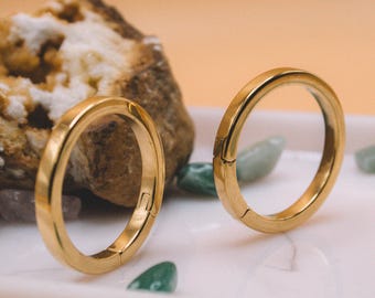 Stora ringörhängen för sträckta öron, gångjärnsförsedda rostfria stål (6 g, 3,8 cm diameter)