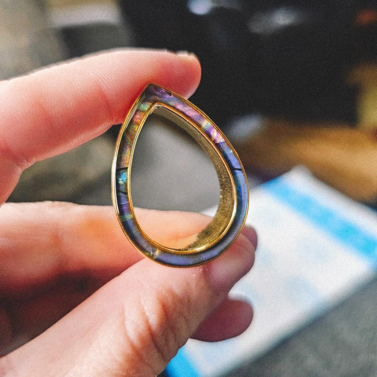 Gold Hollow Teardrop Tunnel Plugs, Stainless Steel Double Flare Ear Gauges