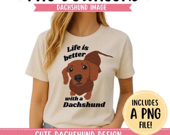 Dachshund PNG | Funny Wiener Dog Clipart, T-Shirt Design (Digital Download)