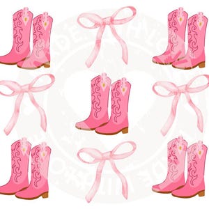 Pink Cowgirl Boots & Bows Coquette Download Image PNG
