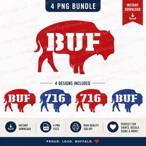 716 Buffalo Football PNG Bundle  | BUF Design for Shirts, Decals, Stickers | Instant Download