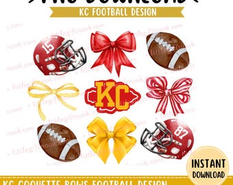 Red Bow Kansas City Chiefs Football PNG (Digital Download)