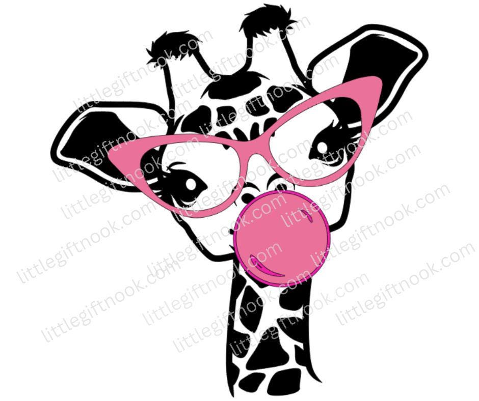 Giraffe Bubble Gum Pink Glasses Image download PNG