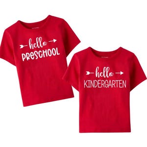 Hello Kindergarten Red T-Shirt | Back to School Tee | First Day of School Shirt