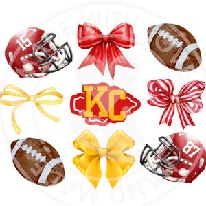 Red Bow Kansas City Chiefs Football PNG (Digital Download)
