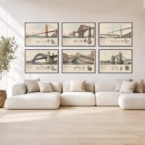 Structures Over the Void, Set of 6 Architectural Bridge Prints, Digital Download