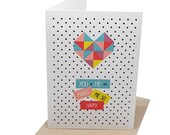 Hou van wenskaart | Geometrische hart u + Me | Verjaardag Card | Aftelkalender voor Valentijnsdag kaart | Missing You Card | Kaart voor vriendin | HVD011
