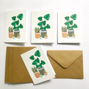 Plants Mini Gift Card Pack + Mini Envelopes, Indoor Plants Tags, Set of 4, Small Cards, Mini Cards, Mini Gift Tags, Indoor Plant Cards, GC12