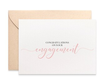 Blush Engagement Card, Congratulations Card, Blush Script Font, Newly Engaged Couple Card, Card Engagement, Congrats Cards, ENG027