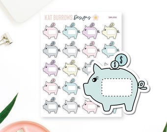 Savings Stickers, Savings Tracker Planner Stickers, Piggy Bank Stickers, Erin Condren Planner Stickers, Happy Planner Stickers, SML050