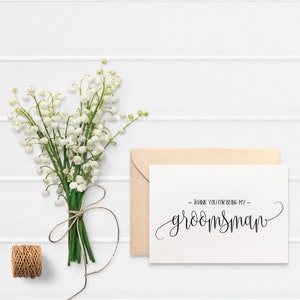 Thank you for being my Groomsman Card, Wedding Card, Script Font, Thank You Groomsman, Wedding Thank You Cards, Bridal Party Cards, WED060 image 2