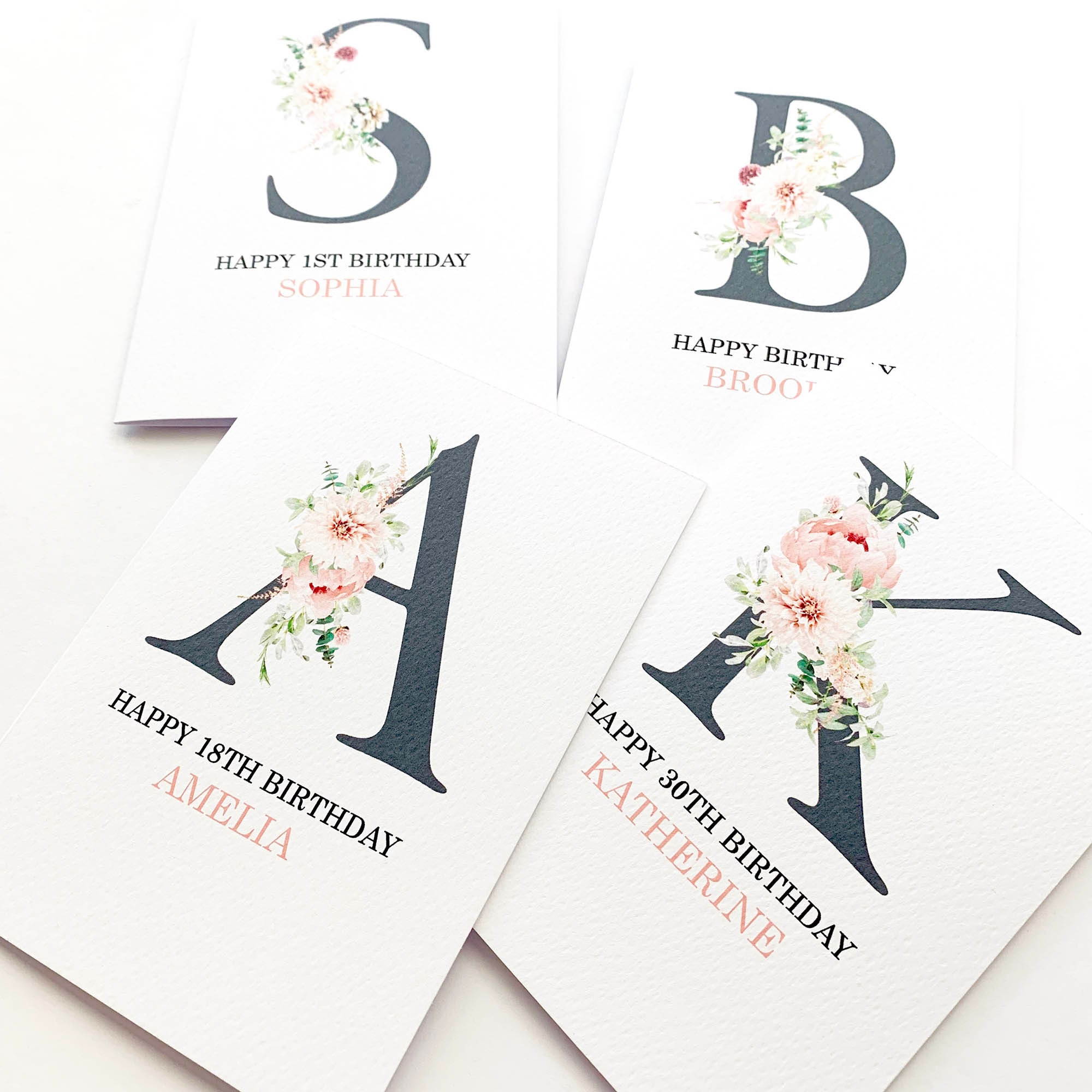 Personalised Pink Floral Letter Birthday Card, Women's Birthday Card ...