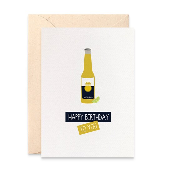 Beer With Lime Card Male Birthday Card Cards For Men Happy Etsy