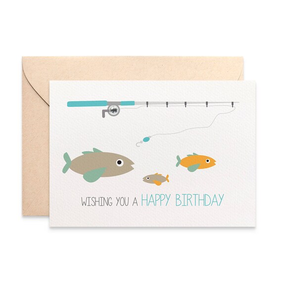 Male Birthday Card Cards For Men Fishing Card Fishing Rod Etsy