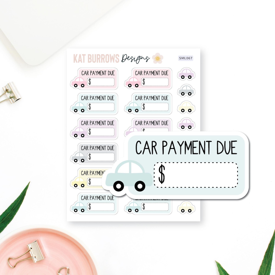 Car Payment Planner Stickers, Car Stickers, Payment Stickers, Erin ...
