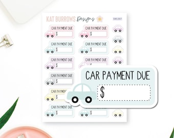 Car Payment Planner Stickers, Car Stickers, Payment Stickers, Erin Condren Planner Stickers, Happy Planner, Car Repayment Stickers SML067