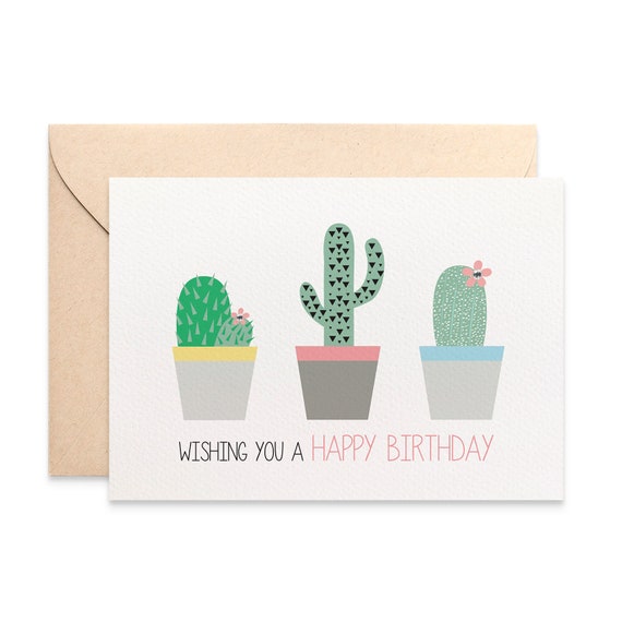 Succulents Birthday Card Cards For Women Cactus In Pots Etsy Singapore