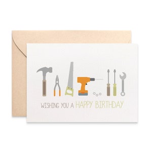 Birthday Men Card, Happy Birthday Card, Tools Card, Card for Dad Card, Cards for Men, Male Birthday Card, Birthday Cards for Men, HBM069