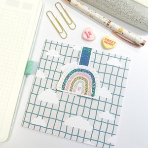 Bookmark and Greeting Card in One, Rainbow Card, Birthday Card for Book Lover, Blank Folded Card with Magnetic Bookmark, MBC009