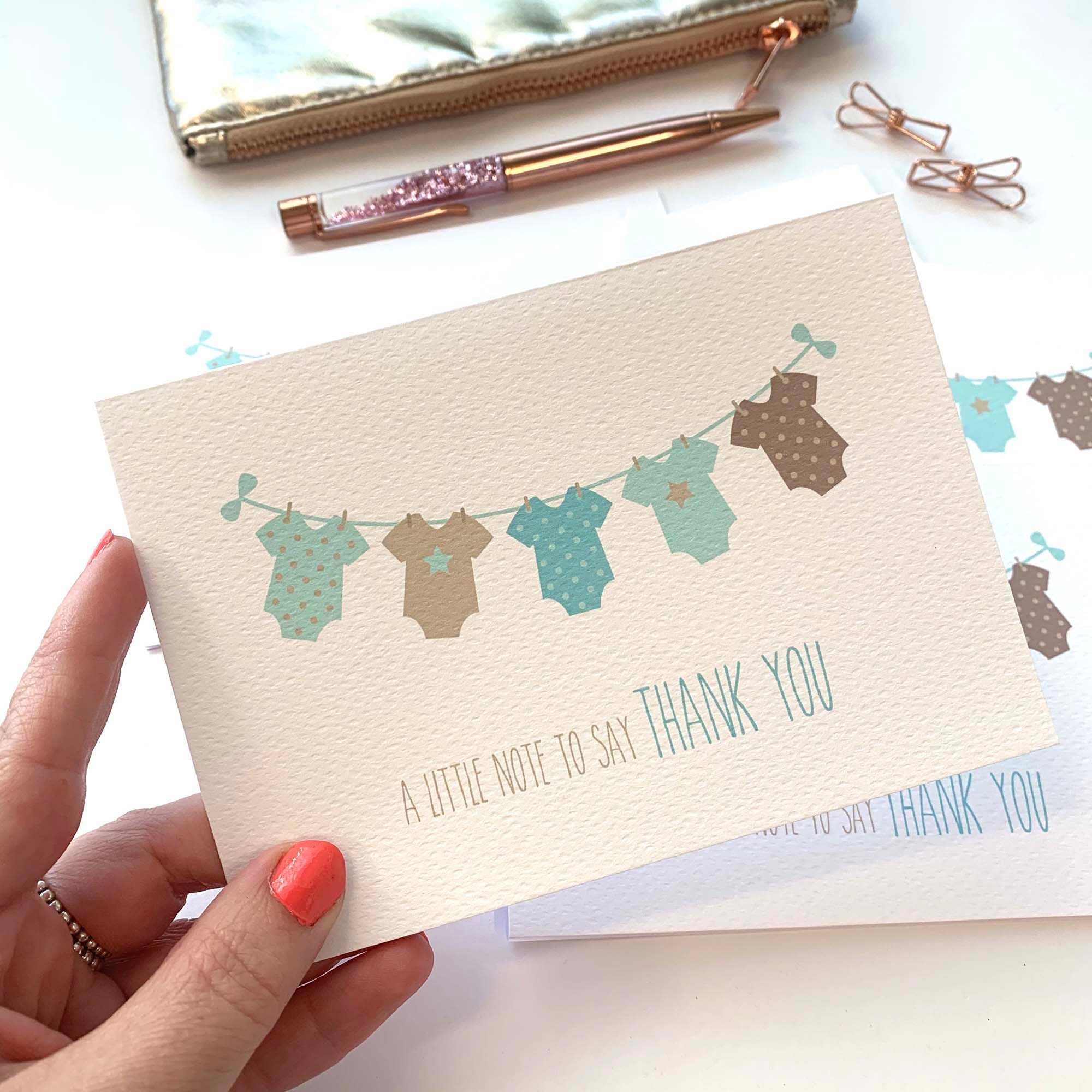 Thank You Baby Boy Card Pack Set of 5 Cards Baby Shower Etsy Australia