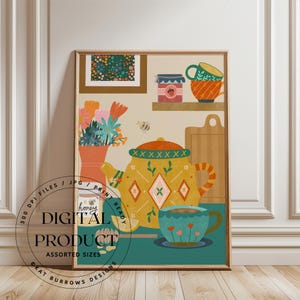 Digital Art Print, Tea Lover Printable Art Print, Tea Art Digital Print, Illustrated Art Prints for the Home, Kitchen Art Print