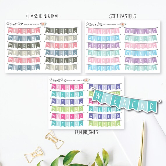 Weekend Banner Planner Stickers Weekend Banner Stickers Erin | Etsy