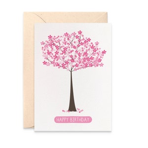 Women's Birthday Card, Card for Her, Card for Mum, Female Birthday Card, Pink Cherry Blossom Tree Card, Ladies Birthday Card, HBF146