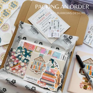 a box with some stickers on it