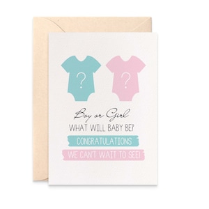 Gender Reveal Card, Neutral Baby Card, Baby Gender Card, Blue or Pink Card, New Parents Card for Gender Reveal, BBY009