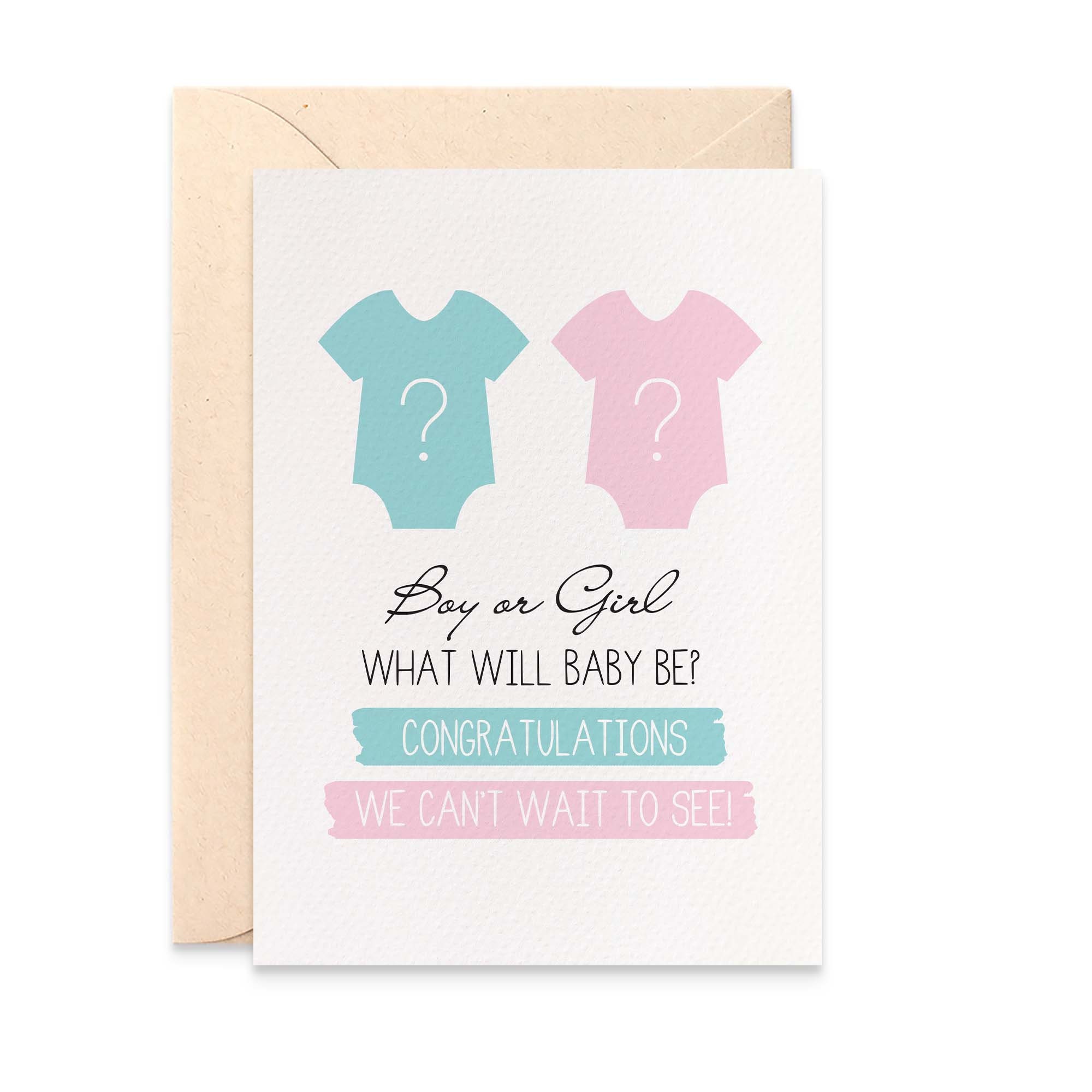 Gender Reveal Card Neutral Baby Card Baby Gender Card Blue Etsy Australia