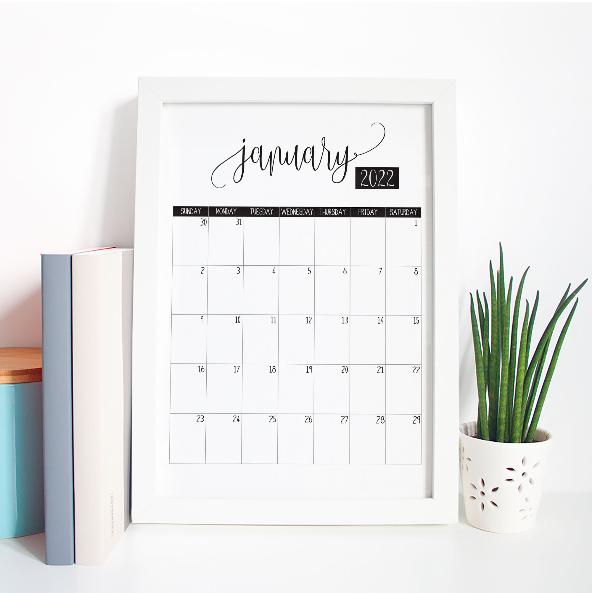 printable monthly calendar 2022 instant pdf download a4 etsy