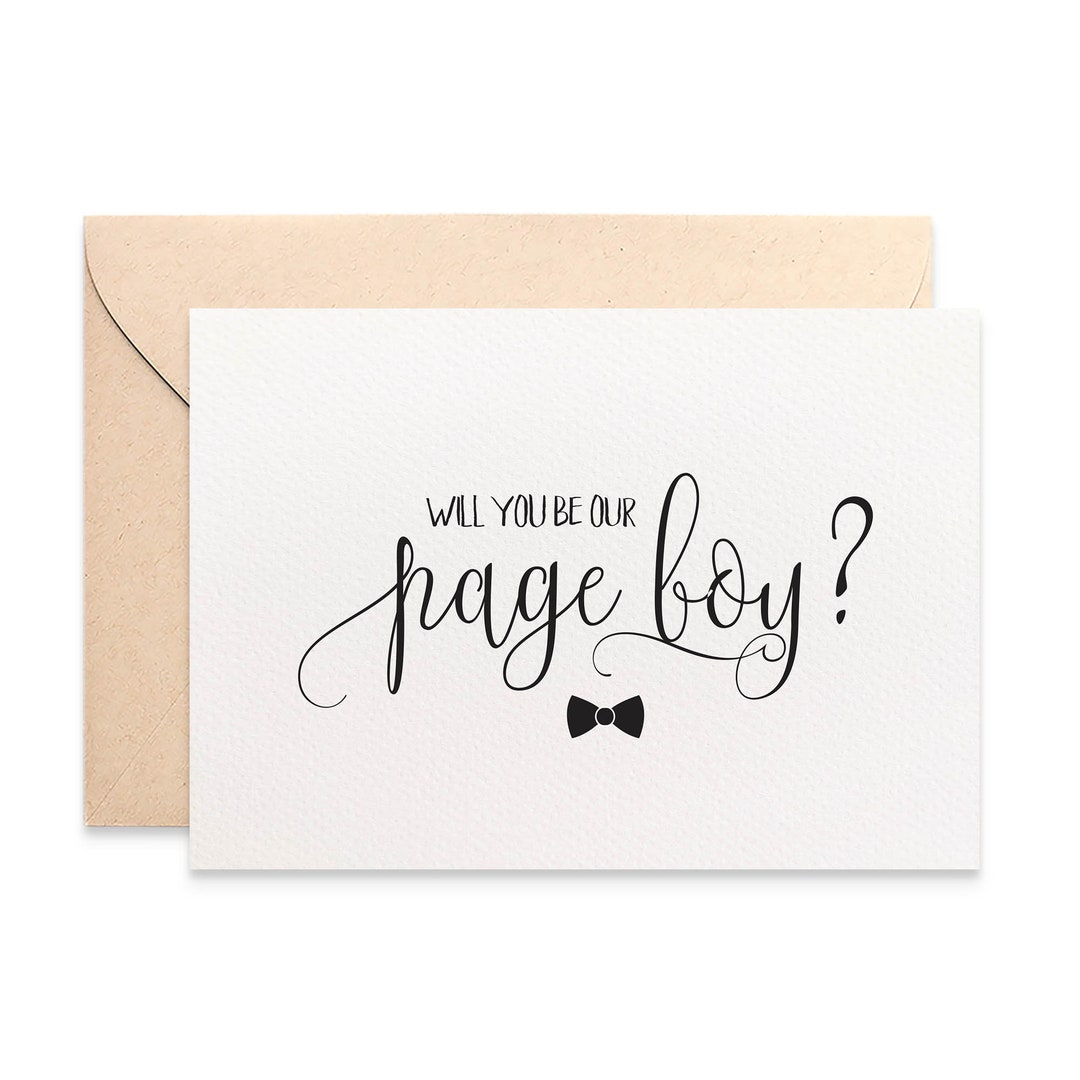 Will You Be My Page Boy Card Wedding Card Script Font Bow Etsy