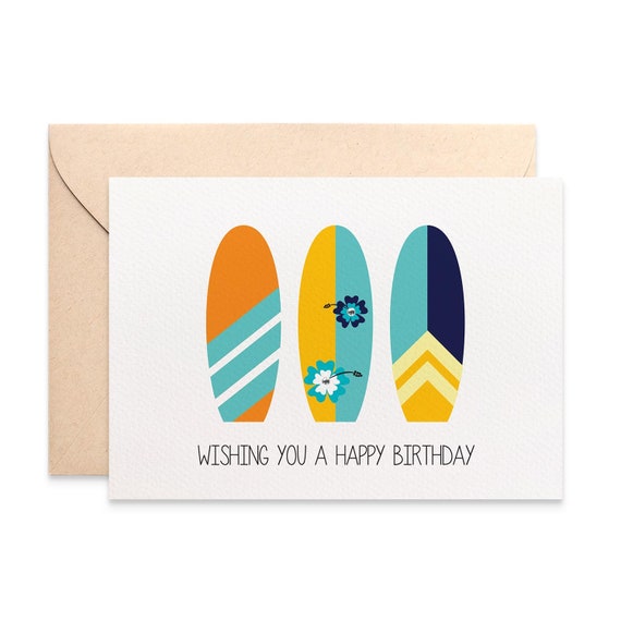 Surfing Birthday Card Cards For Men Male Birthday Surfing Etsy